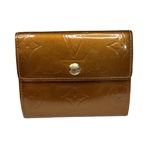 Louis Vuitton Vernis Monogram Bronze Coin Card Wallet Made in France Rare Color - Picture 1 of 12